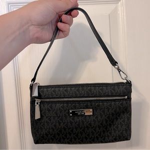 Michael Kors, silver and black wristlet / bag